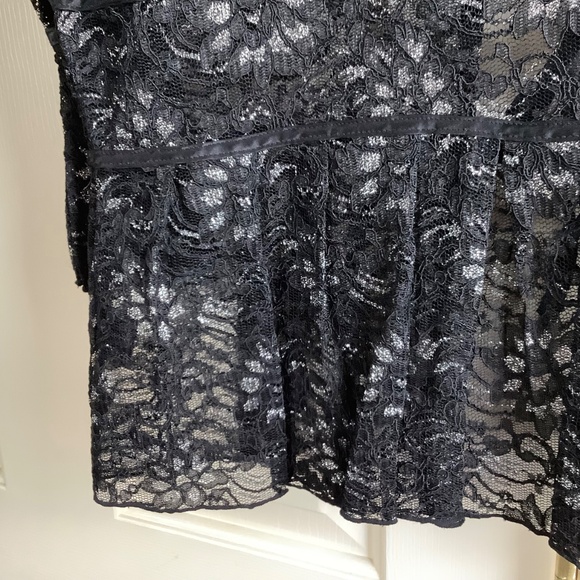 I.N.C Lace Jacket Tie Front Black Silver SZ PM - Picture 4 of 15